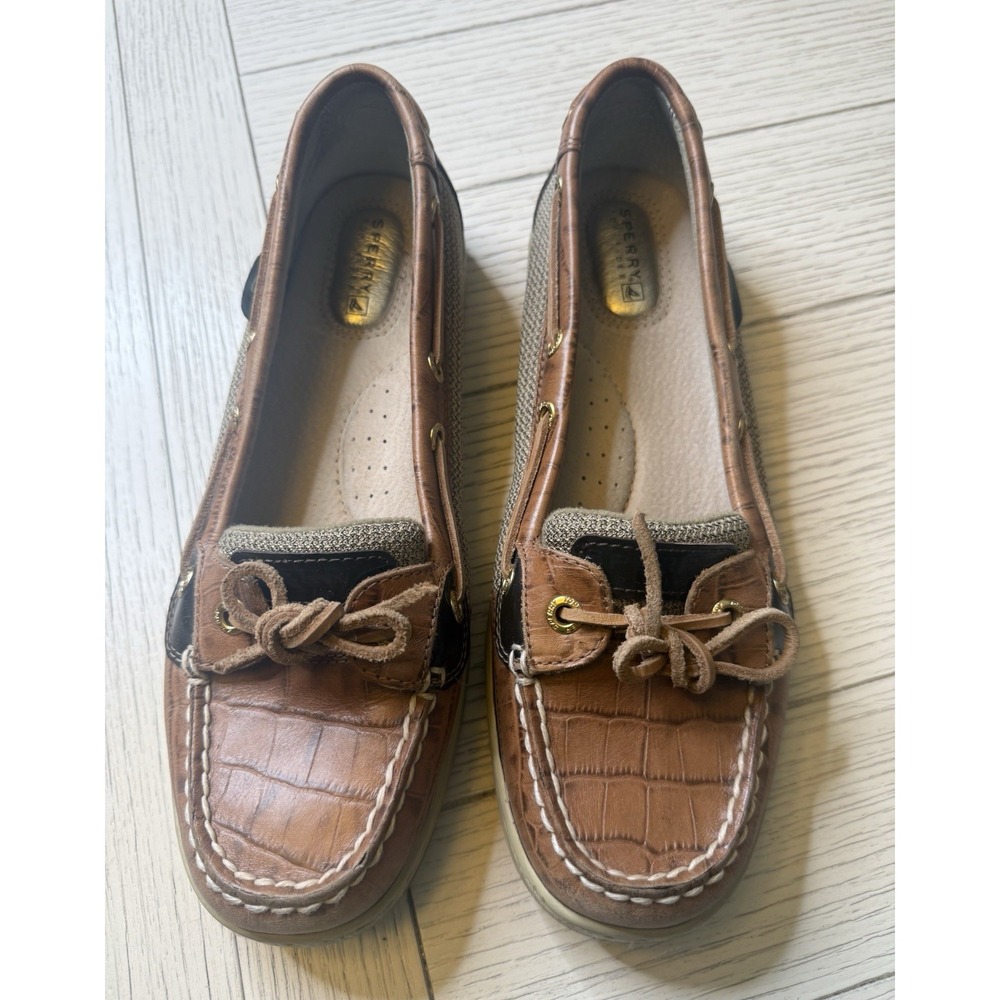 Sperry Leather Fabric Women's Angelfish‎ Classic Boat Shoes Loafers Sz 8 M